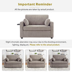 Canapé-lit double en velours côtelé 47,2 avec matelas pliable, table d'appoint, ports USB et poche de rangement