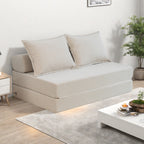 Canapé-lit 2 places en velours côtelé 47,63 avec oreiller, matelas de sol et dossier pour salon