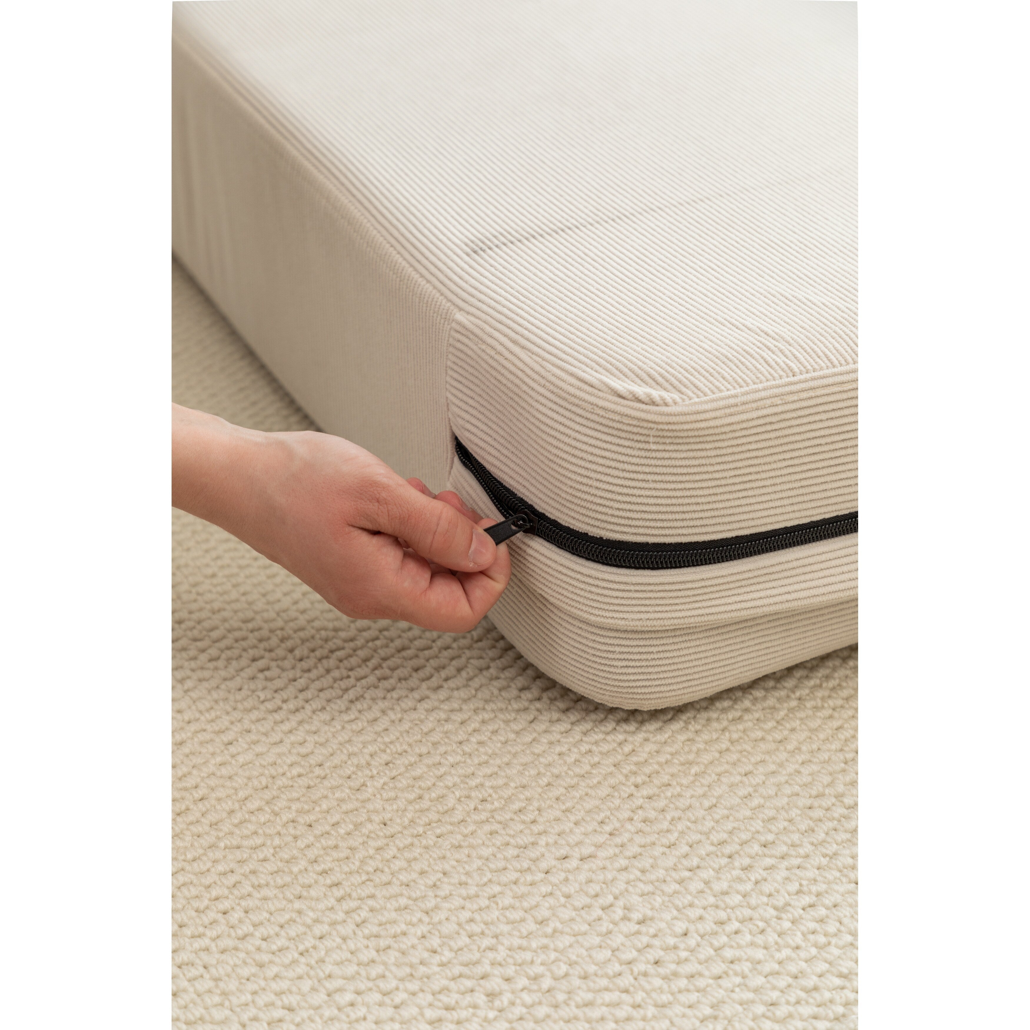 Canapé-lit 2 places en velours côtelé 47,63 avec oreiller, matelas de sol et dossier pour salon