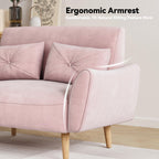 Canapé 2 places en bois 47,6 avec plateau convertible et accoudoirs incurvés - Sièges de luxe compacts pour petits espaces