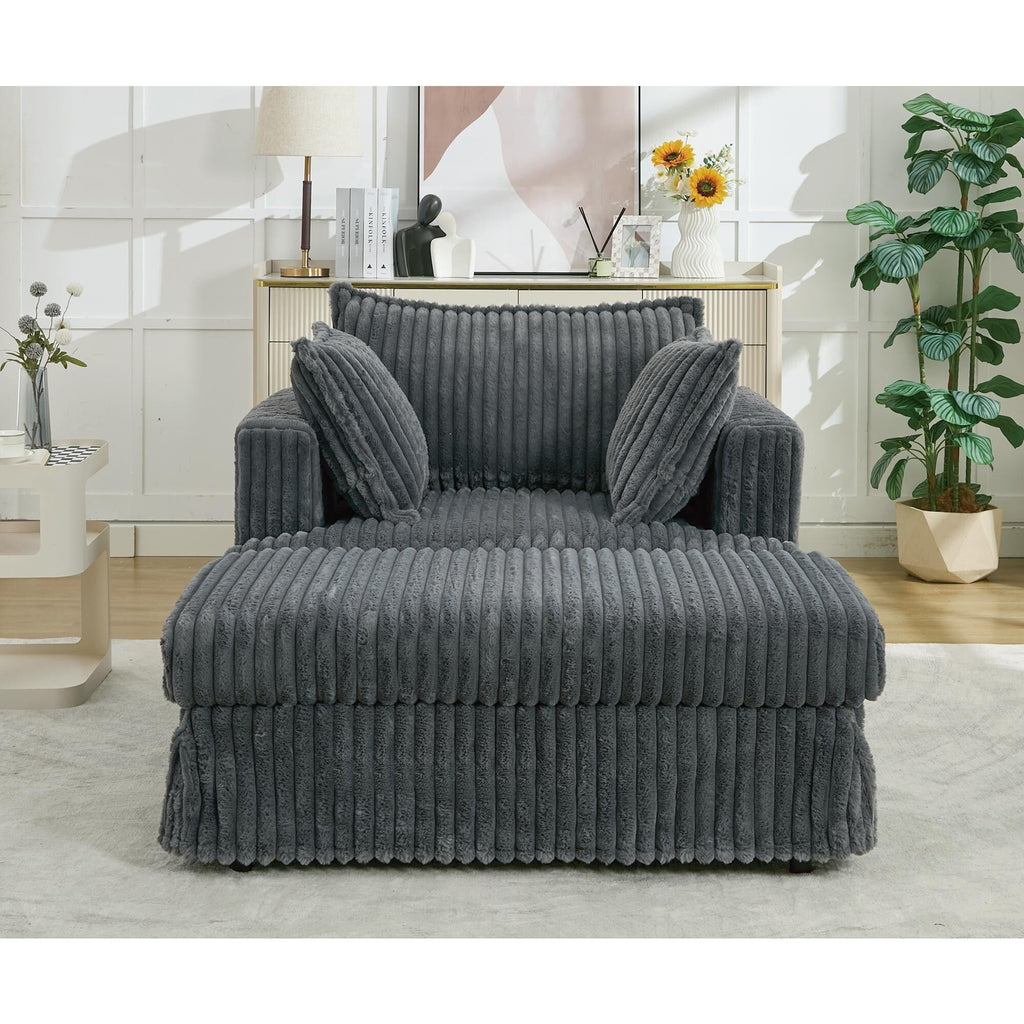 Chaise longue surdimensionnée en velours côtelé 47,7 avec pouf
