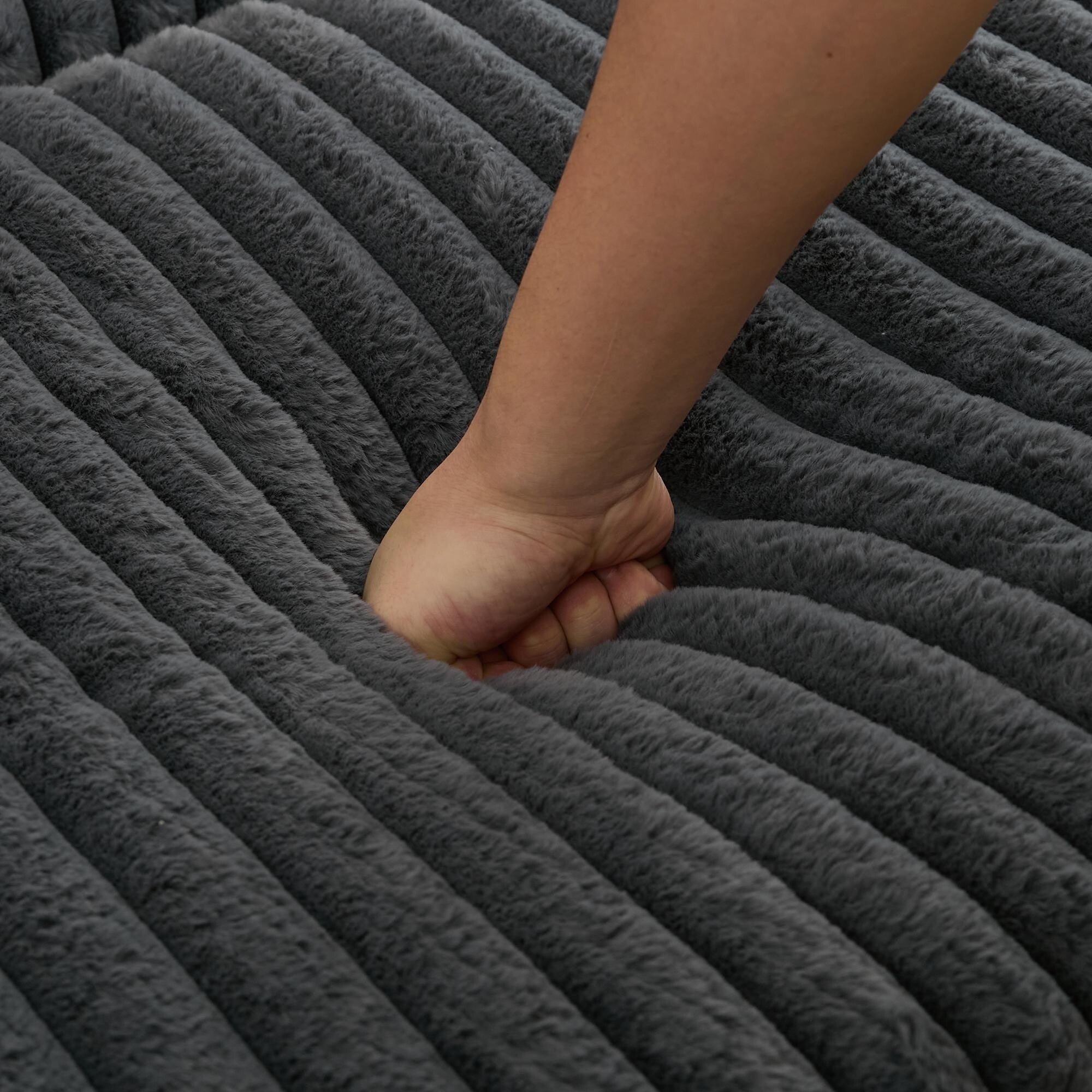 Chaise longue surdimensionnée en velours côtelé 47,7 avec pouf