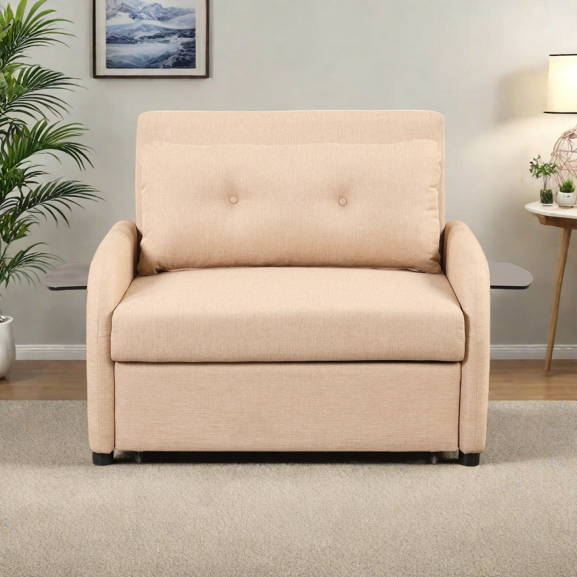 Canapé-lit 3 en 1 48,82 places avec table à 2 oreilles et chargeur USB