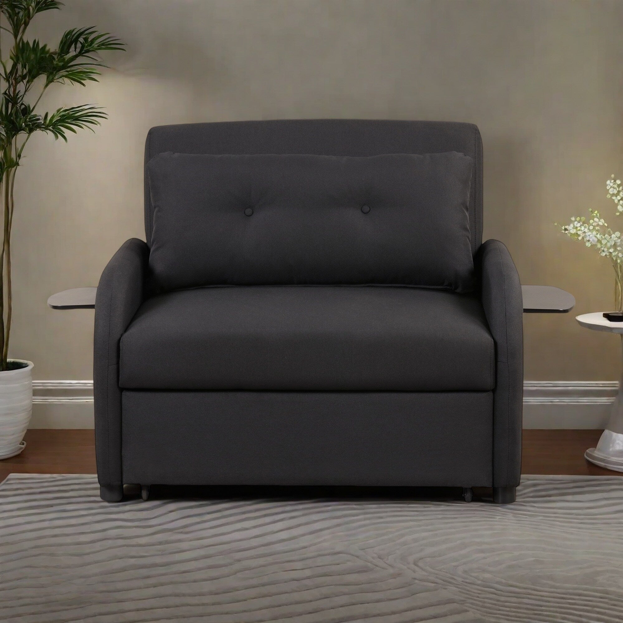 Canapé-lit 3 en 1 48,82 places avec table à 2 oreilles et chargeur USB