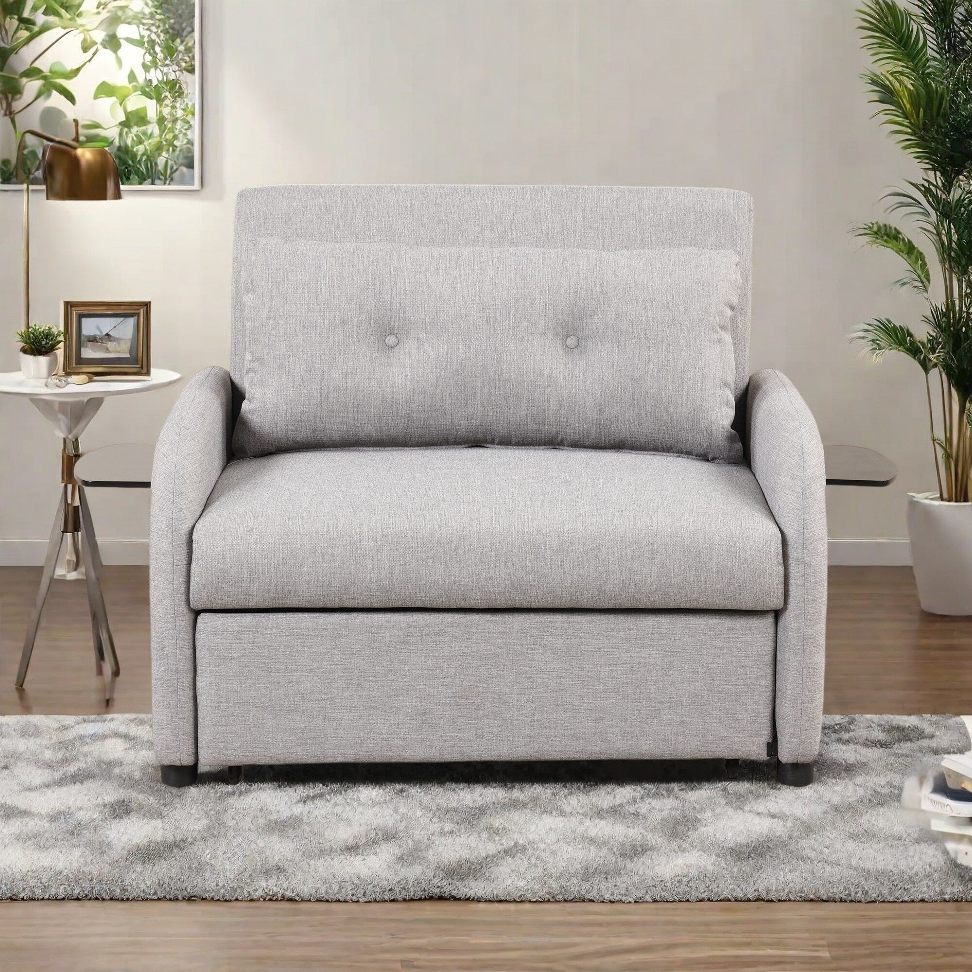 Canapé-lit 3 en 1 48,82 places avec table à 2 oreilles et chargeur USB