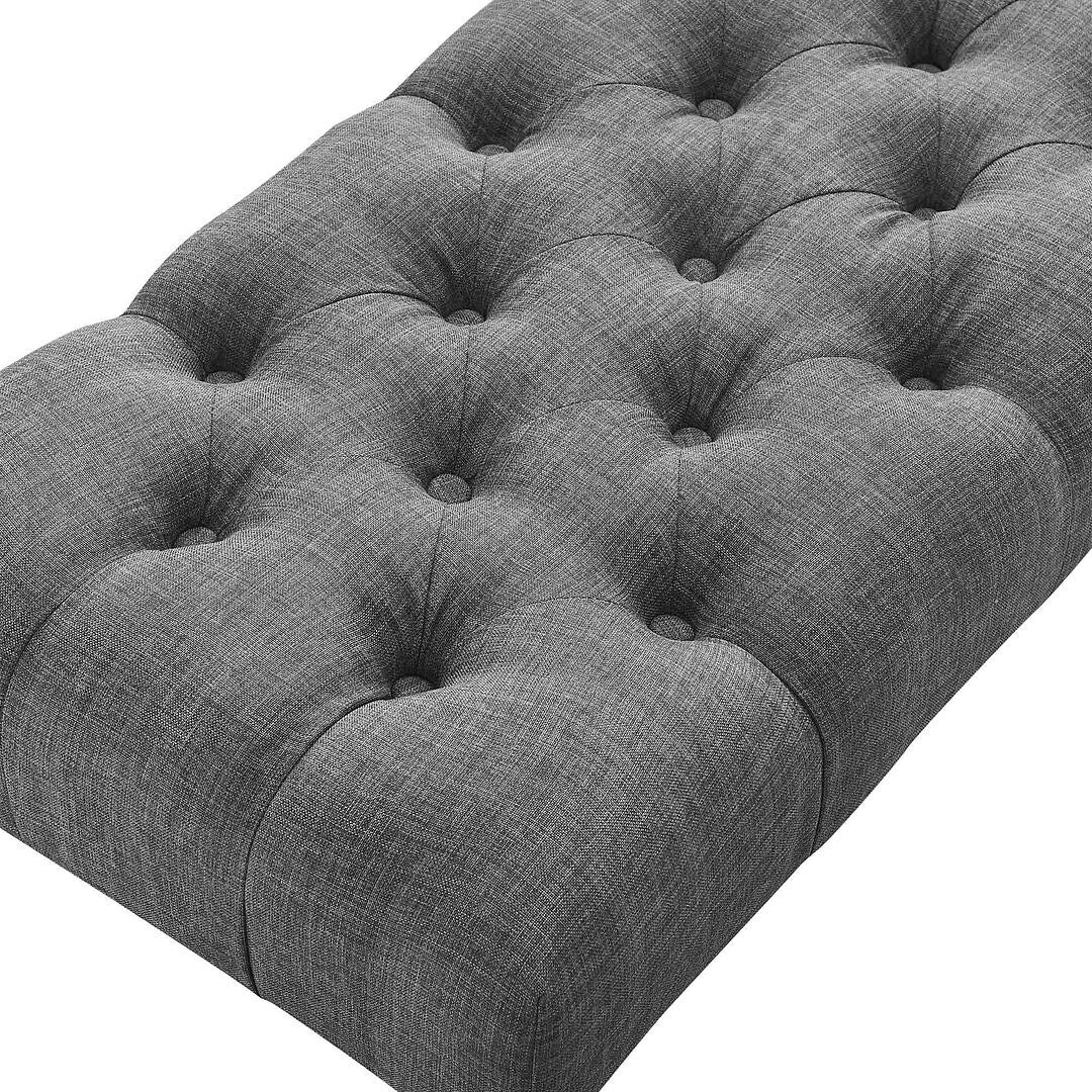 Banc de salle à manger contemporain en tissu capitonné avec pieds tournés (48 x 16 x 19,5 pouces)