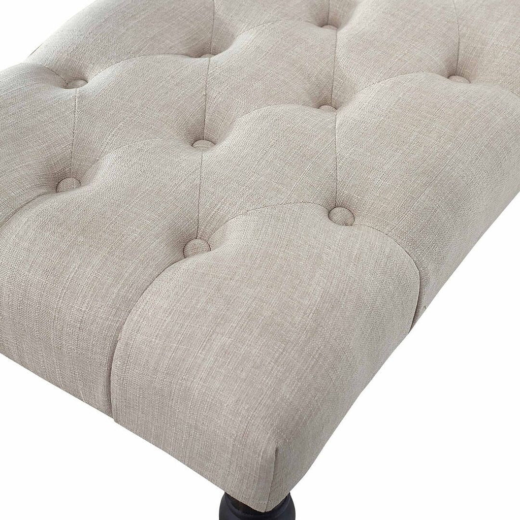 Banc de salle à manger contemporain en tissu capitonné avec pieds tournés (48 x 16 x 19,5 pouces)