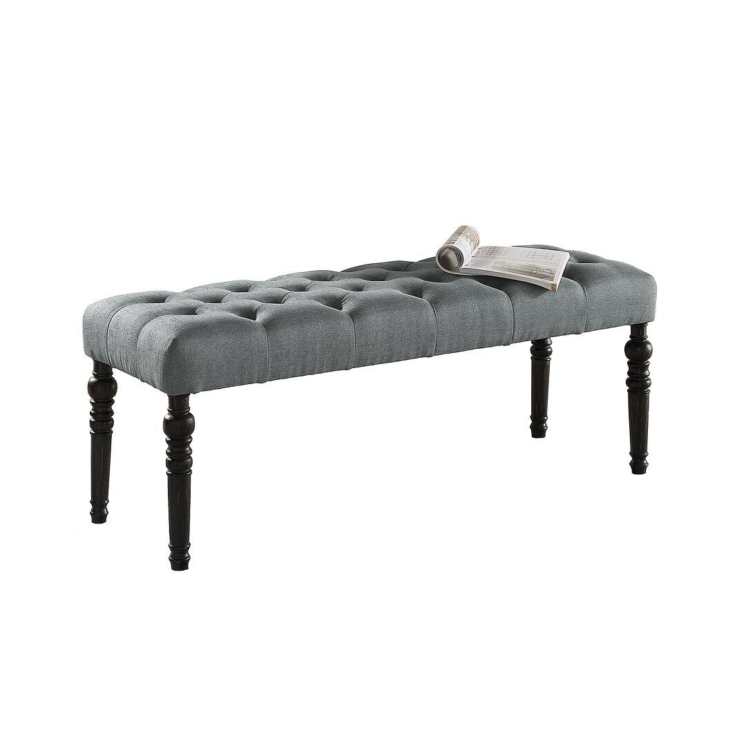 Banc de salle à manger contemporain en tissu capitonné avec pieds tournés (48 x 16 x 19,5 pouces)