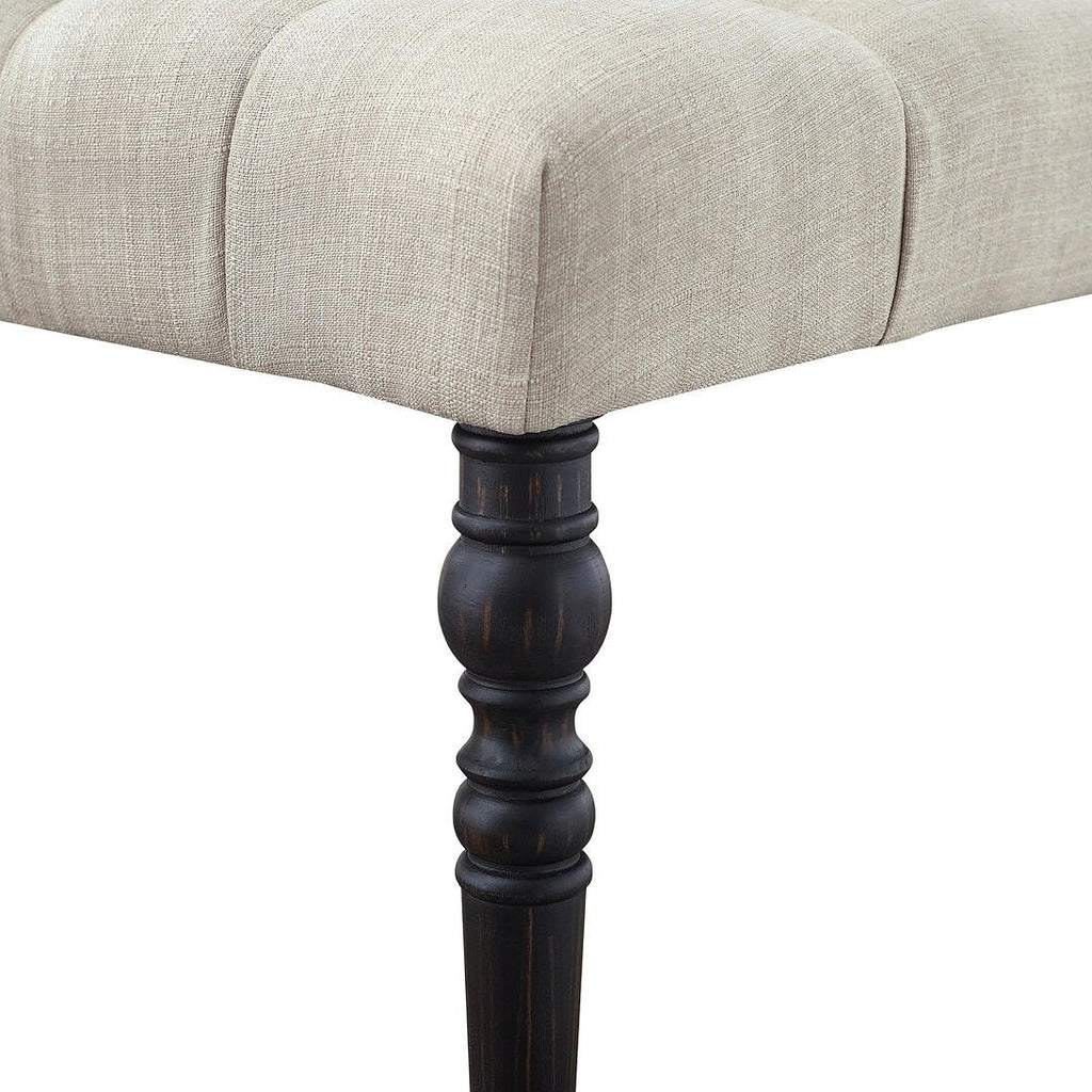 Banc de salle à manger contemporain en tissu capitonné avec pieds tournés (48 x 16 x 19,5 pouces)