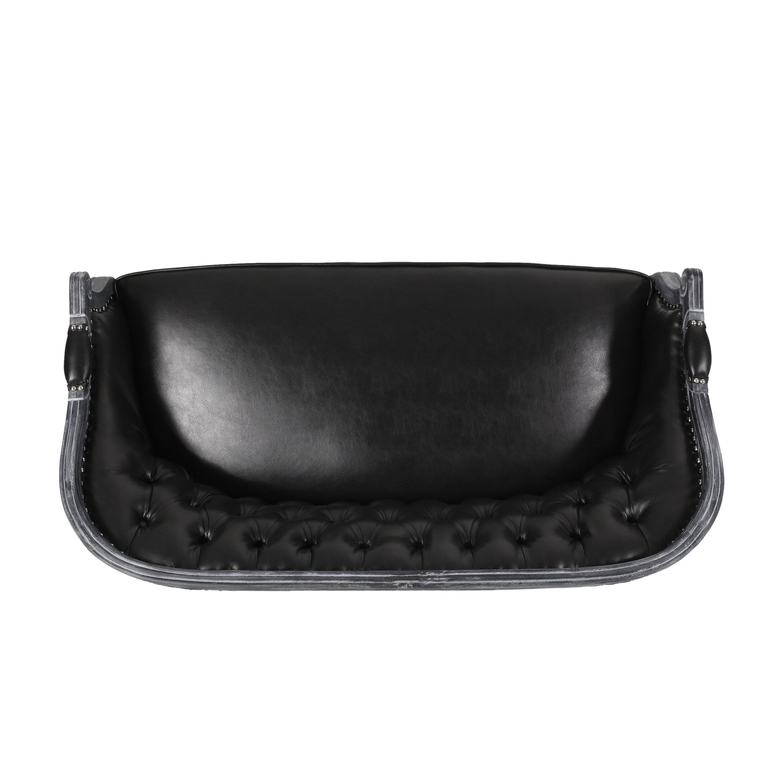 Canapé causeuse en similicuir 49,5" avec pieds tournés et clous décoratifs pour le salon