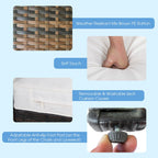 Ensemble de meubles de patio en rotin et bois d'acacia, 4 pièces, coussin, canapé, accoudoir, terrasse