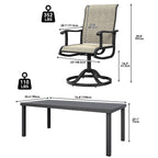 Ensembles de salle à manger d'extérieur 5/7/9 pièces avec chaises pivotantes en textilène 28 W et table