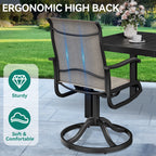 Ensembles de salle à manger d'extérieur 5/7/9 pièces avec chaises pivotantes en textilène 28 W et table