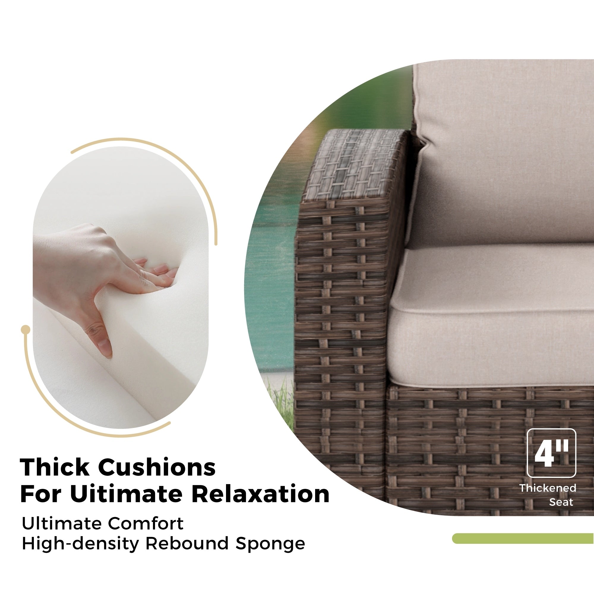 Ensemble de salon de jardin 5/9 places en rotin et osier, canapé sectionnel à assise profonde, grand canapé de conversation