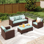 Ensemble de salon de jardin 5/9 places en rotin et osier, canapé sectionnel à assise profonde, grand canapé de conversation