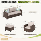 Ensemble de salon de jardin 5/9 places en rotin et osier, canapé sectionnel à assise profonde, grand canapé de conversation