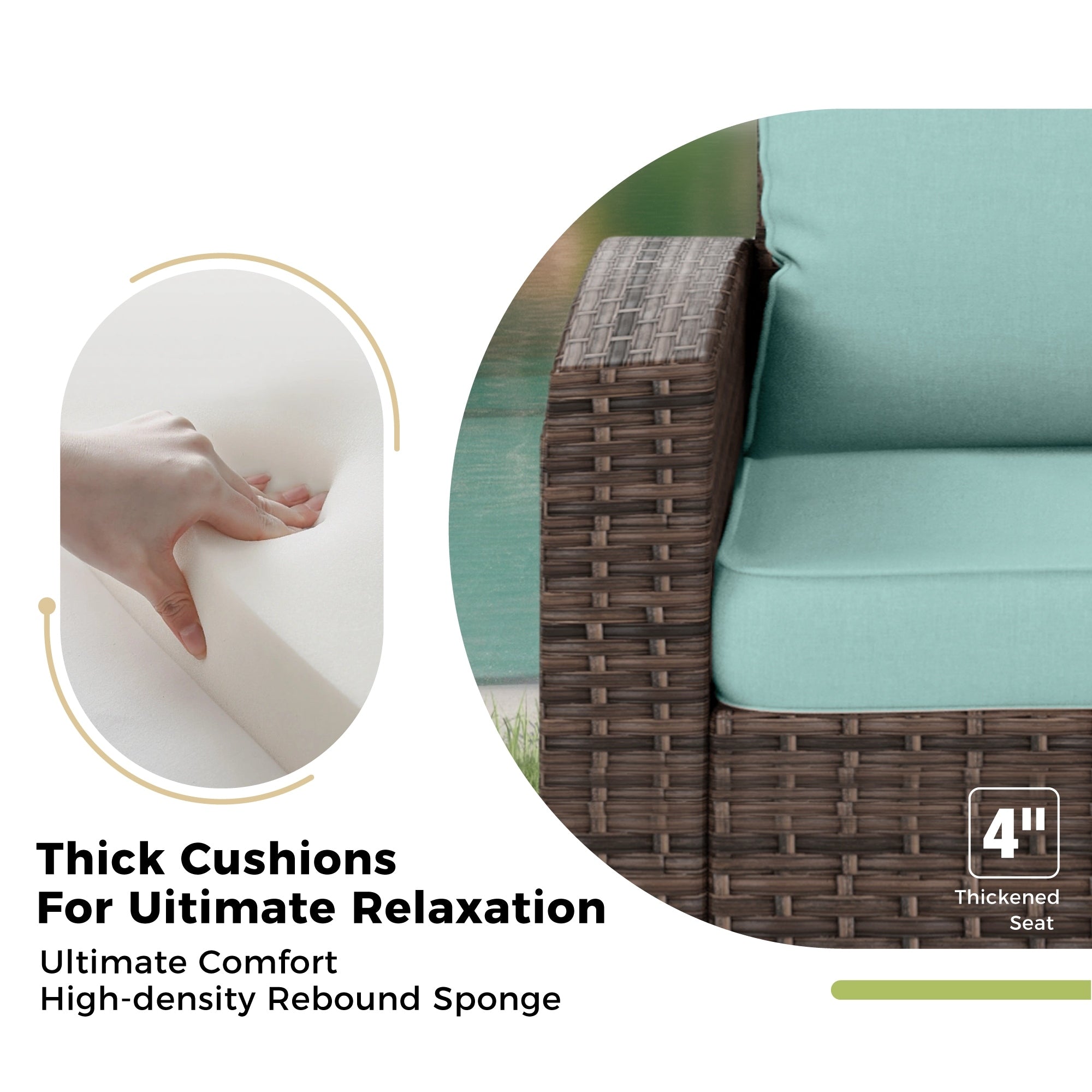 Ensemble de salon de jardin 5/9 places en rotin et osier, canapé sectionnel à assise profonde, grand canapé de conversation