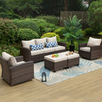 Ensemble de salon de jardin 5/9 places en rotin et osier, canapé sectionnel à assise profonde, grand canapé de conversation