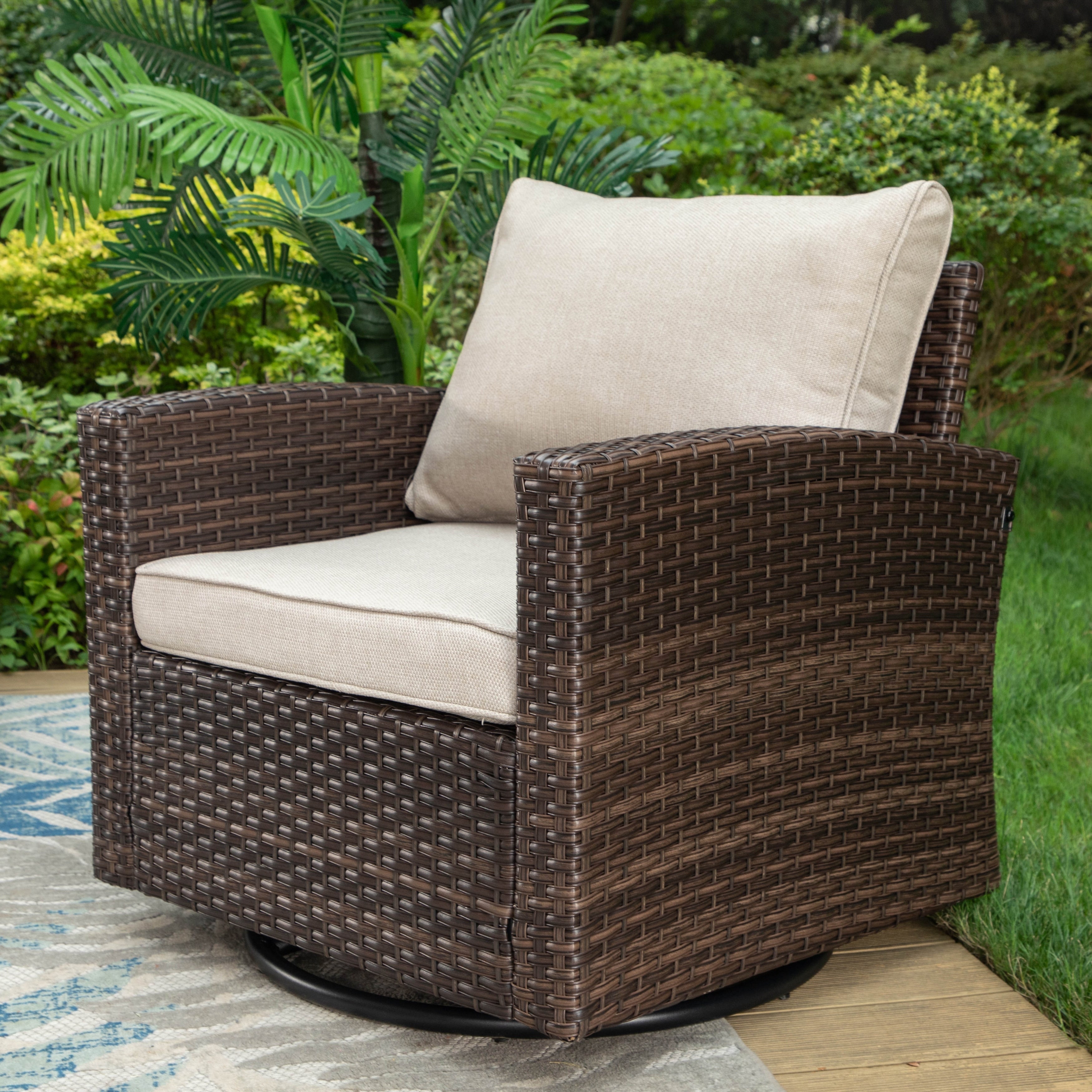 Ensemble de salon de jardin 5/9 places en rotin et osier, canapé sectionnel à assise profonde, grand canapé de conversation