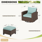 Ensemble de salon de jardin 5/9 places en rotin et osier, canapé sectionnel à assise profonde, grand canapé de conversation