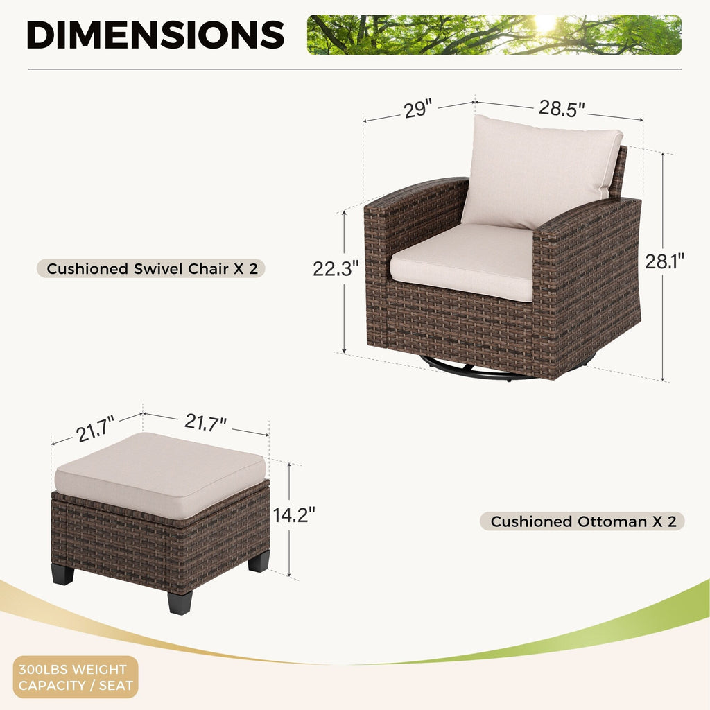 Ensemble de salon de jardin 5/9 places en rotin et osier, canapé sectionnel à assise profonde, grand canapé de conversation