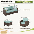 Ensemble de salon de jardin 5/9 places en rotin et osier, canapé sectionnel à assise profonde, grand canapé de conversation