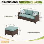 Ensemble de salon de jardin 5/9 places en rotin et osier, canapé sectionnel à assise profonde, grand canapé de conversation