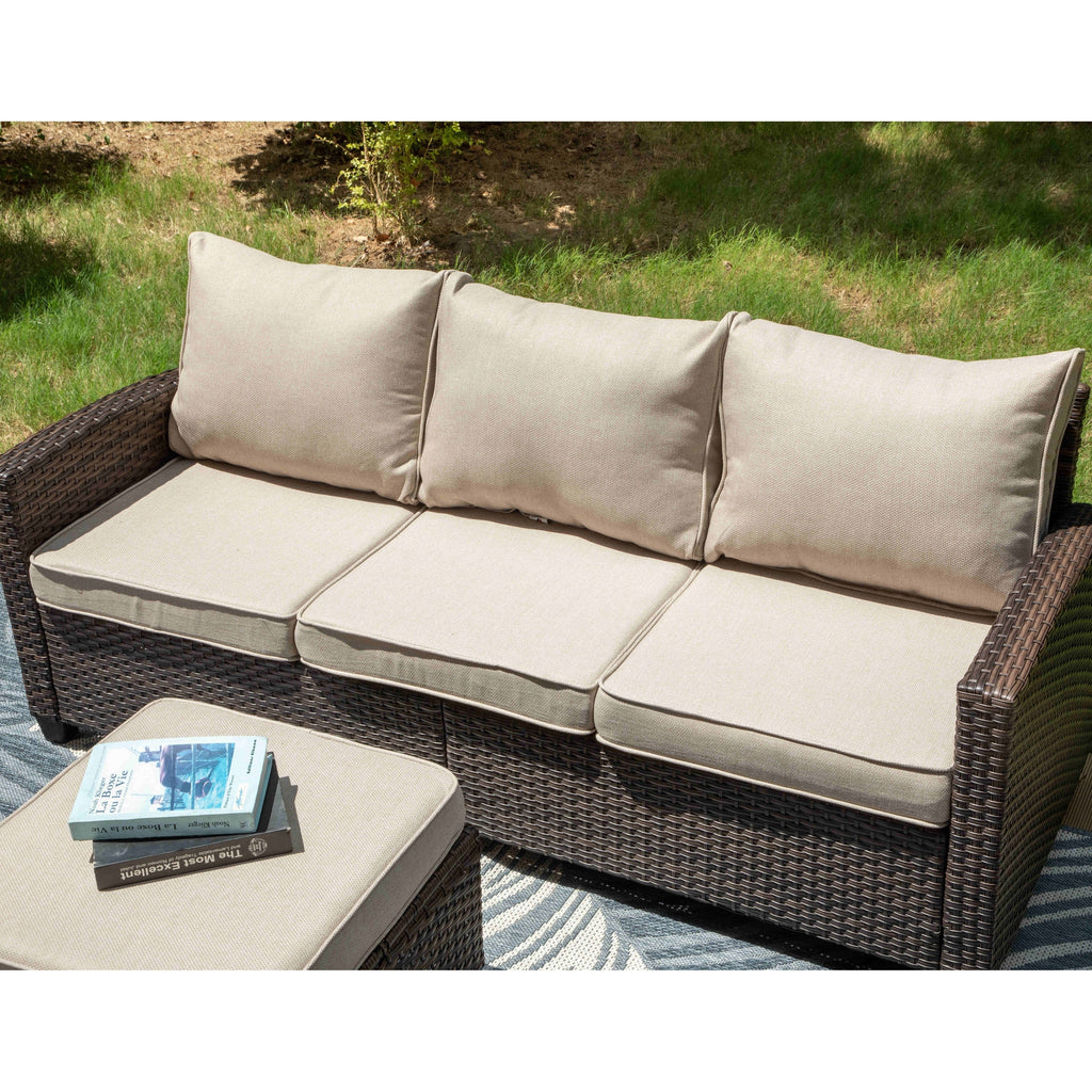 Ensemble de salon de jardin 5/9 places en rotin et osier, canapé sectionnel à assise profonde, grand canapé de conversation