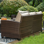 Ensemble de salon de jardin 5/9 places en rotin et osier, canapé sectionnel à assise profonde, grand canapé de conversation