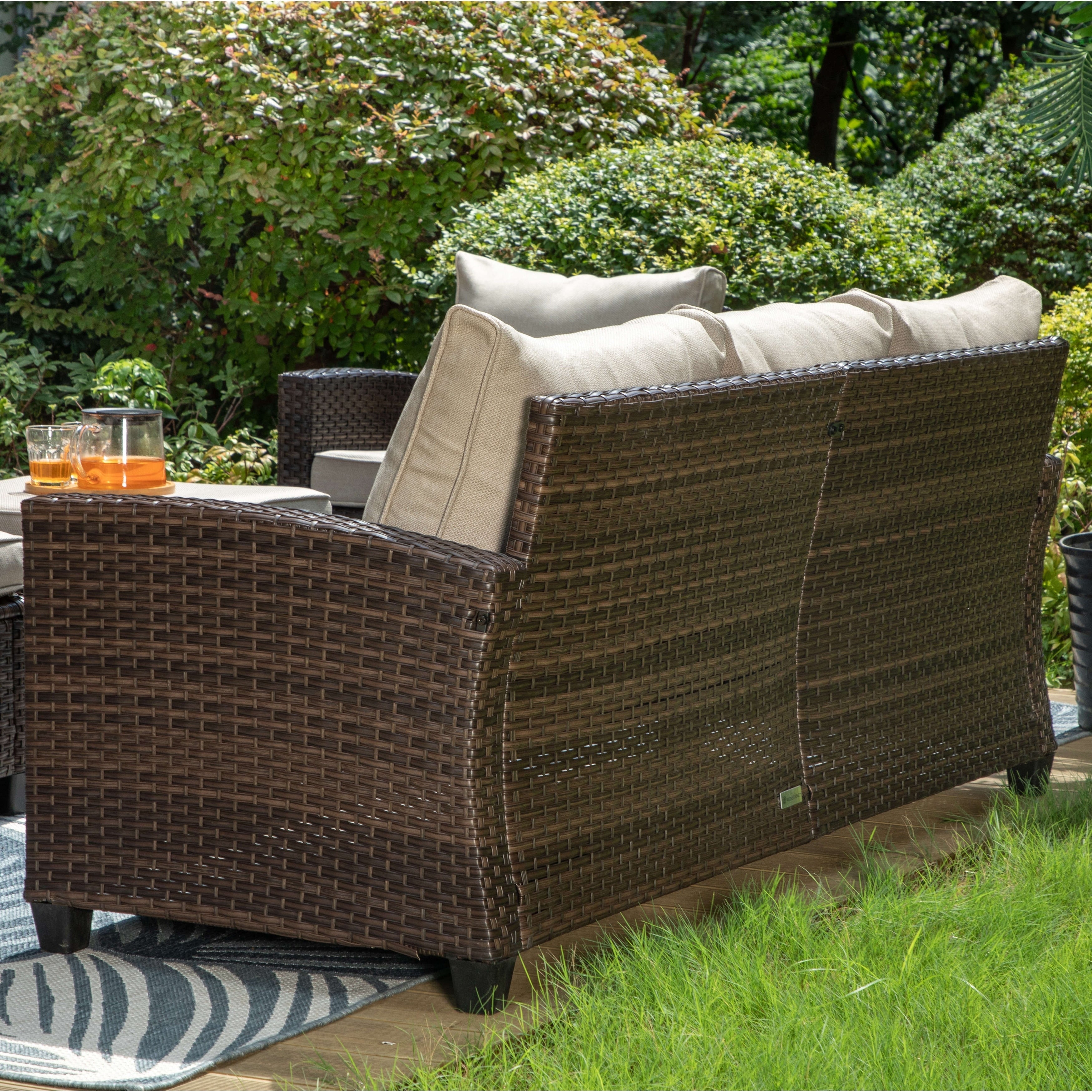 Ensemble de salon de jardin 5/9 places en rotin et osier, canapé sectionnel à assise profonde, grand canapé de conversation