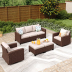 Ensemble de salon de jardin 5/9 places en rotin et osier, canapé sectionnel à assise profonde, grand canapé de conversation