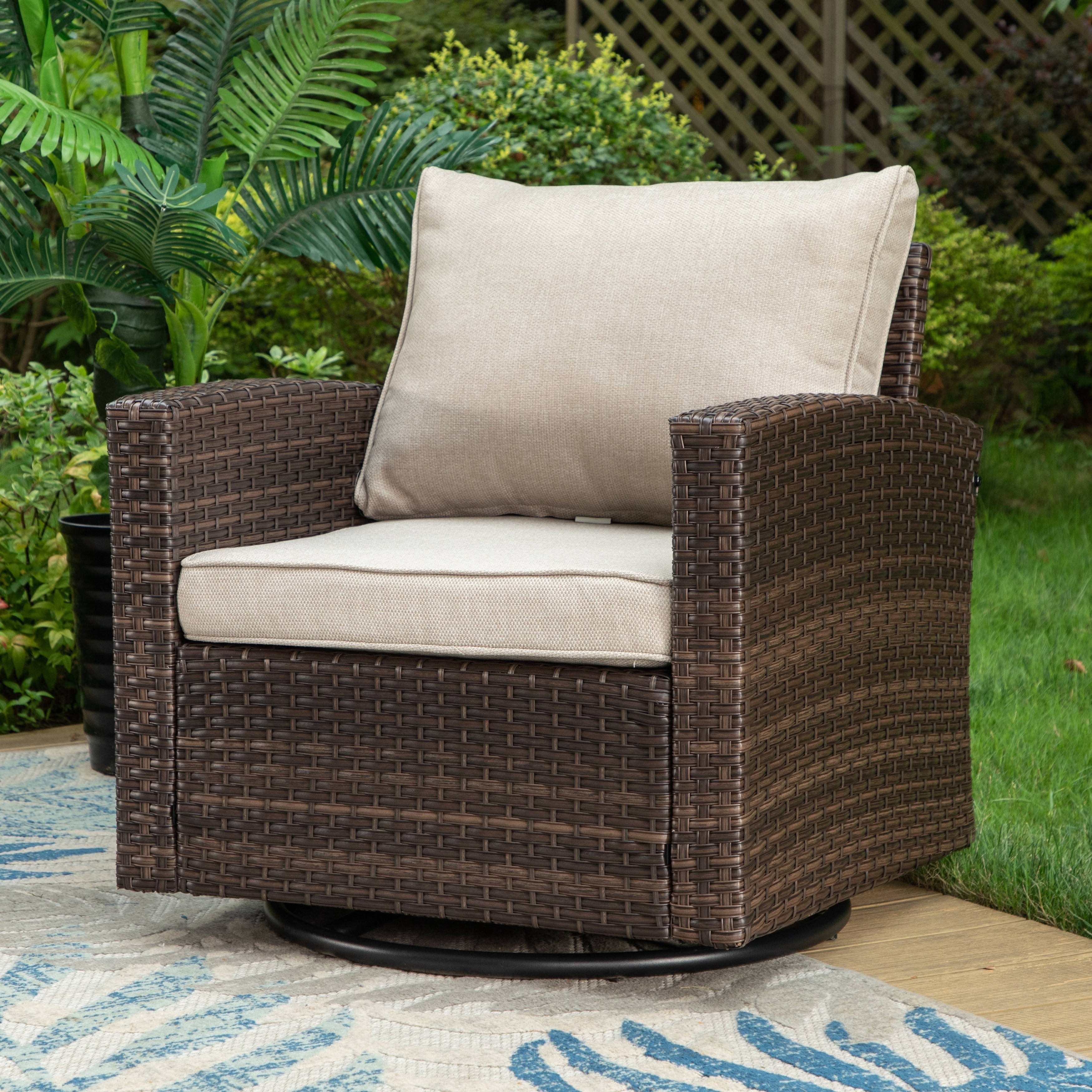 Ensemble de salon de jardin 5/9 places en rotin et osier, canapé sectionnel à assise profonde, grand canapé de conversation