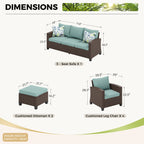 Ensemble de salon de jardin 5/9 places en rotin et osier, canapé sectionnel à assise profonde, grand canapé de conversation