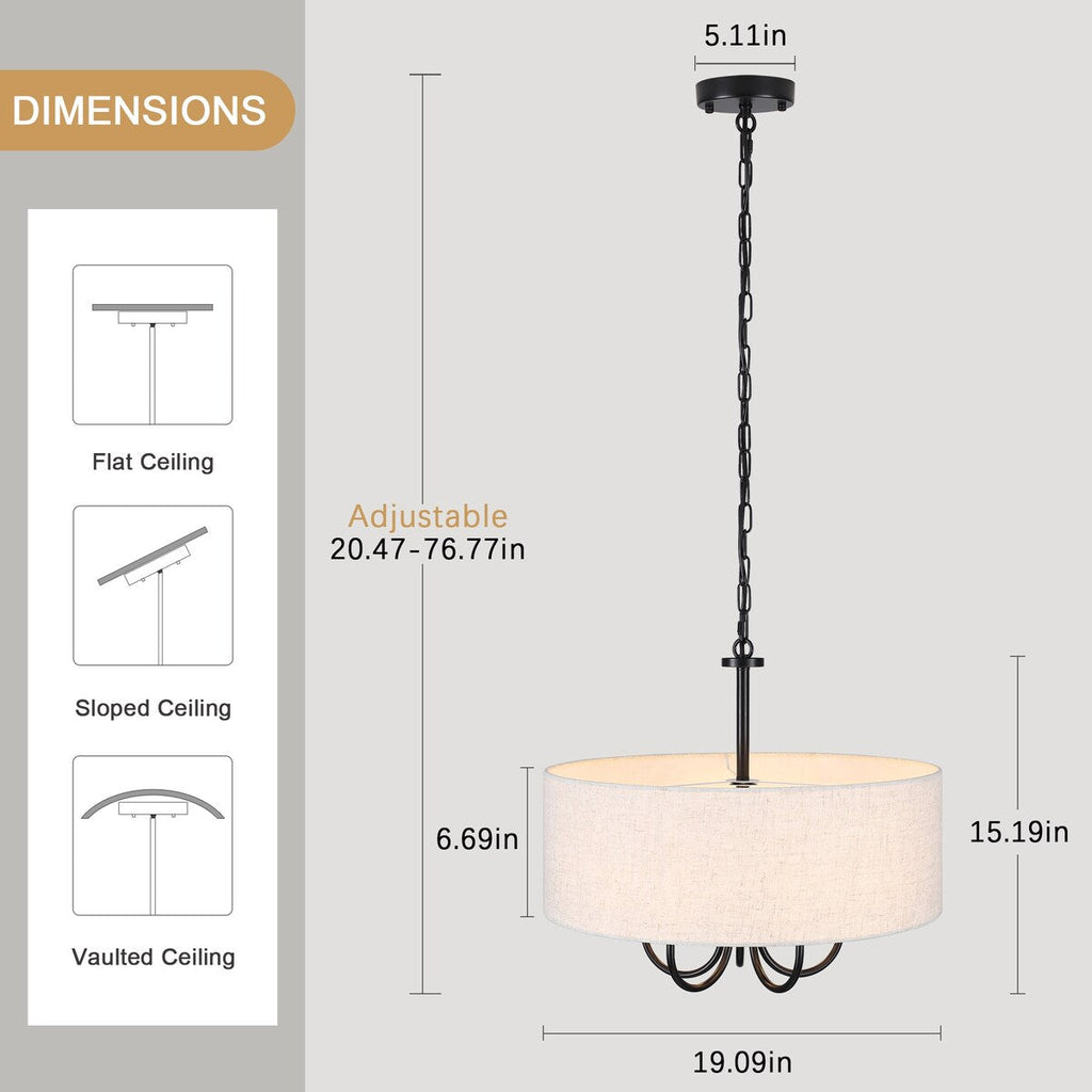 Plafonnier semi-encastré moderne à 5 lampes pour salle à manger, chambre à coucher, salon - N/A