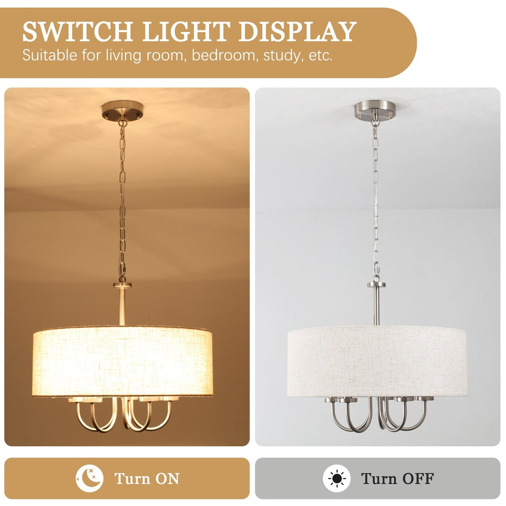 Plafonnier semi-encastré moderne à 5 lampes pour salle à manger, chambre à coucher, salon - N/A