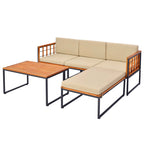 Ensemble de meubles de patio 5 pièces en bois d'acacia avec coussins