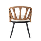 Ensemble de 5 tables et chaises de salle à manger d'extérieur, meubles de patio avec chaises en rotin synthétique et table rectangulaire en bois