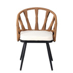 Ensemble de 5 tables et chaises de salle à manger d'extérieur, meubles de patio avec chaises en rotin synthétique et table rectangulaire en bois