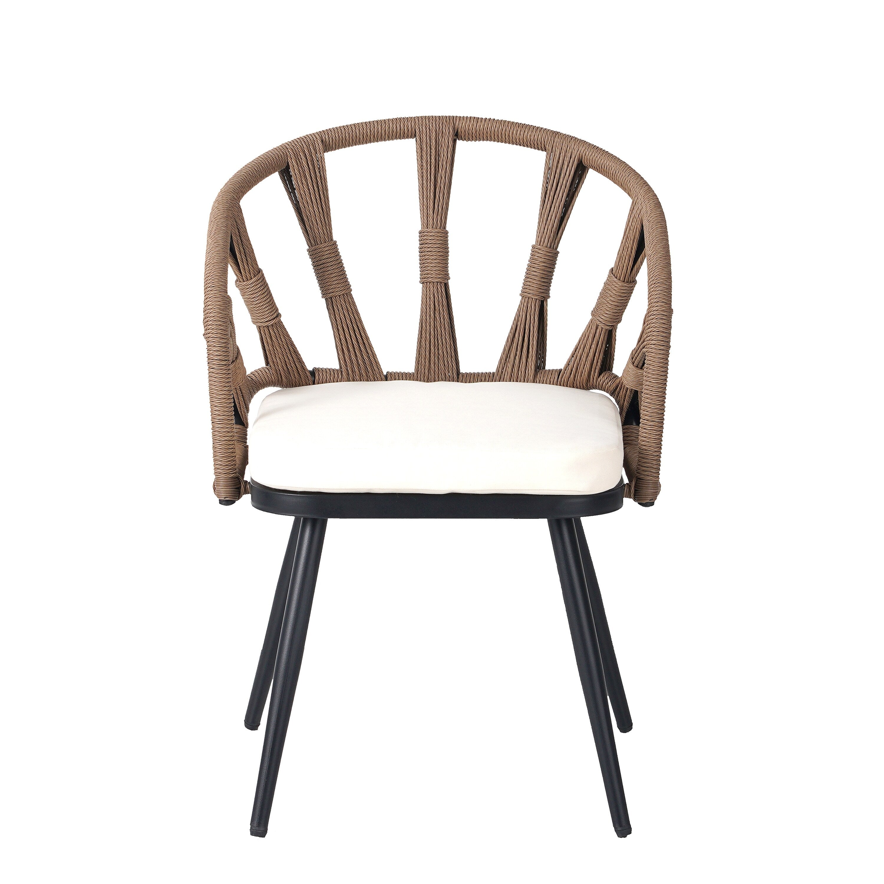 Ensemble de 5 tables et chaises de salle à manger d'extérieur, meubles de patio avec chaises en rotin synthétique et table rectangulaire en bois