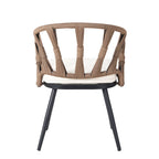 Ensemble de 5 tables et chaises de salle à manger d'extérieur, meubles de patio avec chaises en rotin synthétique et table rectangulaire en bois