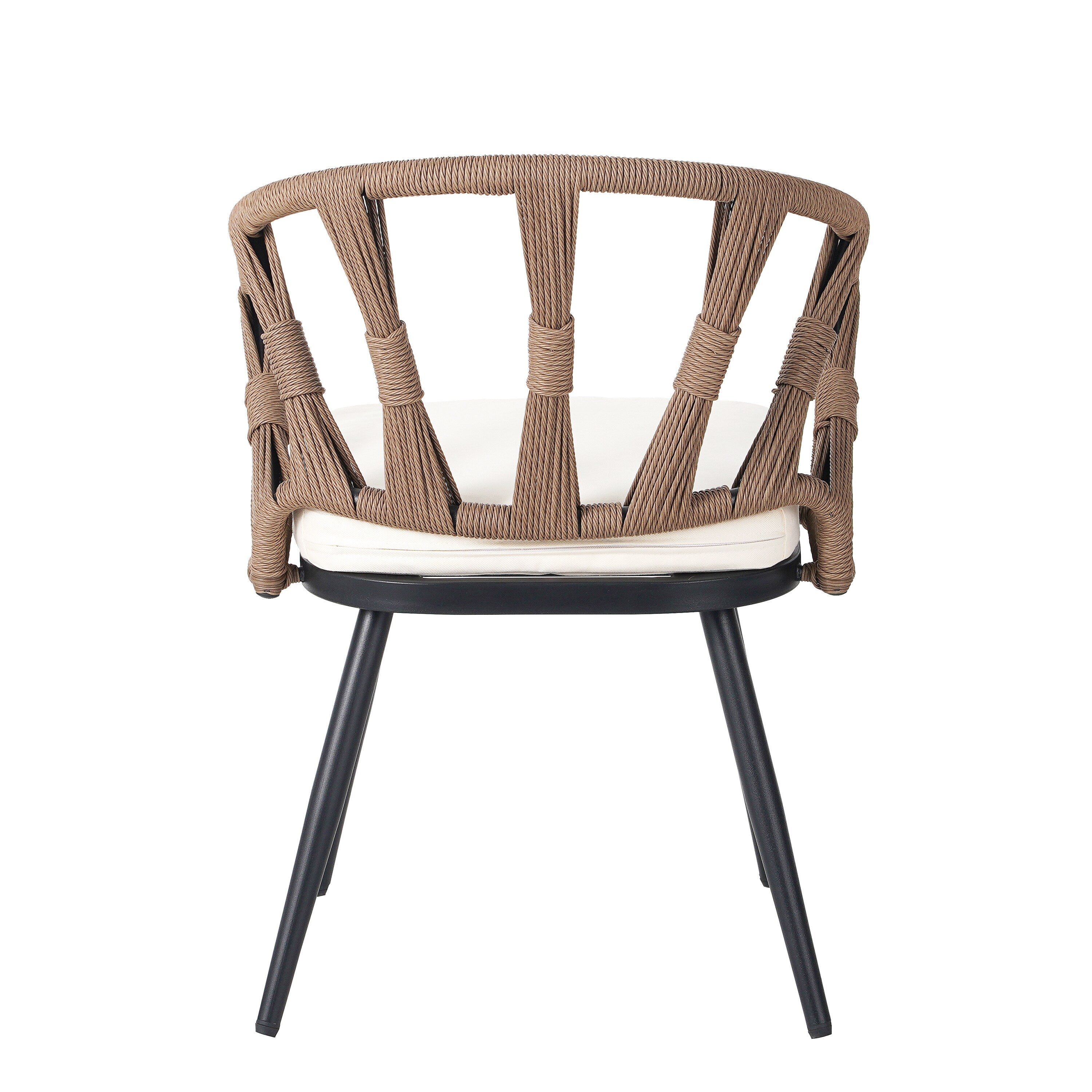 Ensemble de 5 tables et chaises de salle à manger d'extérieur, meubles de patio avec chaises en rotin synthétique et table rectangulaire en bois