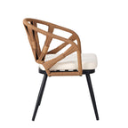 Ensemble de 5 tables et chaises de salle à manger d'extérieur, meubles de patio avec chaises en rotin synthétique et table rectangulaire en bois