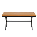 Ensemble de 5 tables et chaises de salle à manger d'extérieur, meubles de patio avec chaises en rotin synthétique et table rectangulaire en bois