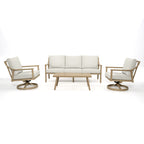 Ensemble de salon de jardin en aluminium pour 5 personnes avec chaises pivotantes, table basse et coussins