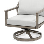 Ensemble de salon de jardin en aluminium pour 5 personnes avec chaises pivotantes, table basse et coussins