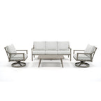 Ensemble de salon de jardin en aluminium pour 5 personnes avec chaises pivotantes, table basse et coussins