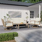 Ensemble de salon de jardin en aluminium pour 5 personnes avec chaises pivotantes, table basse et coussins