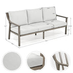 Ensemble de salon de jardin en aluminium pour 5 personnes avec chaises pivotantes, table basse et coussins