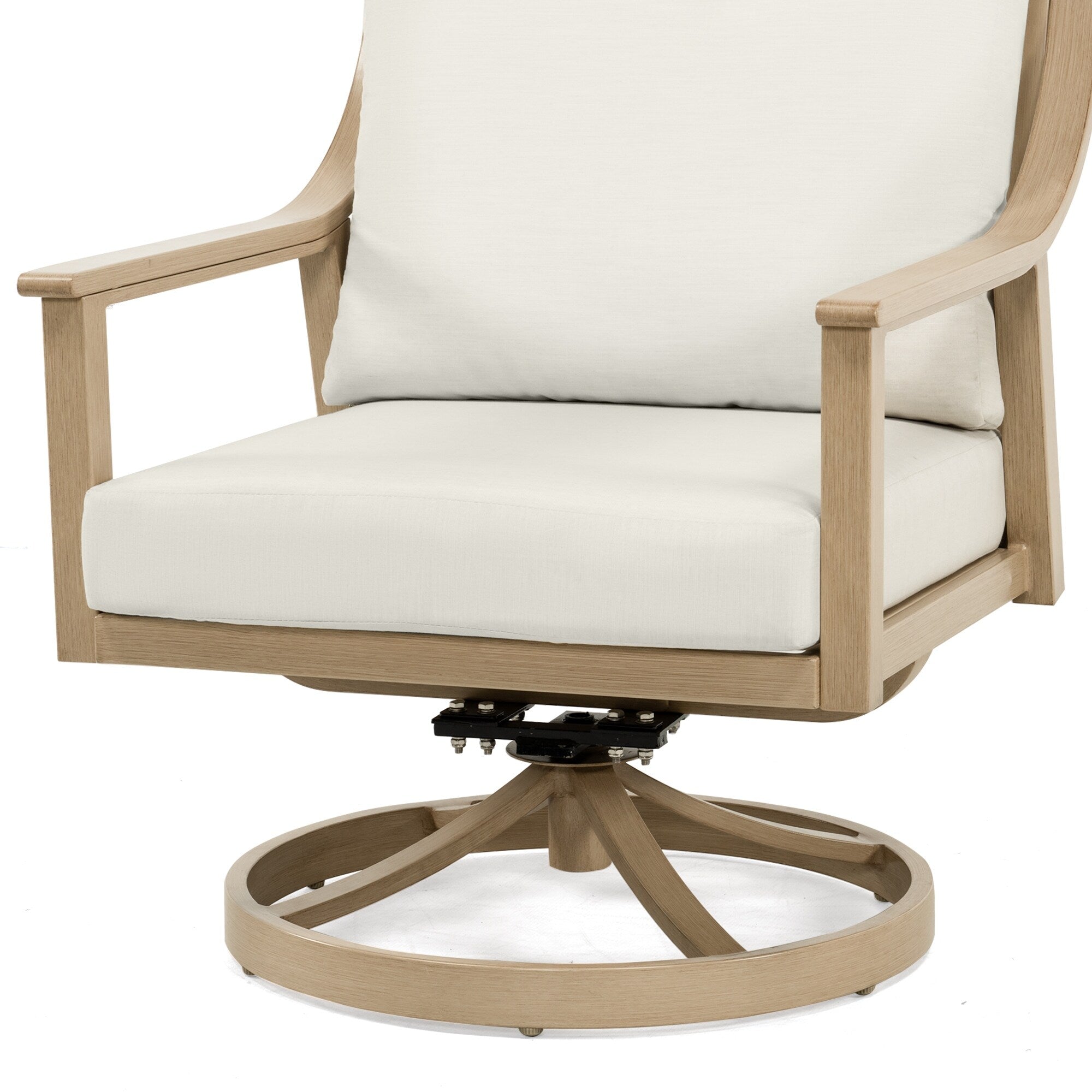 Ensemble de salon de jardin en aluminium pour 5 personnes avec chaises pivotantes, table basse et coussins