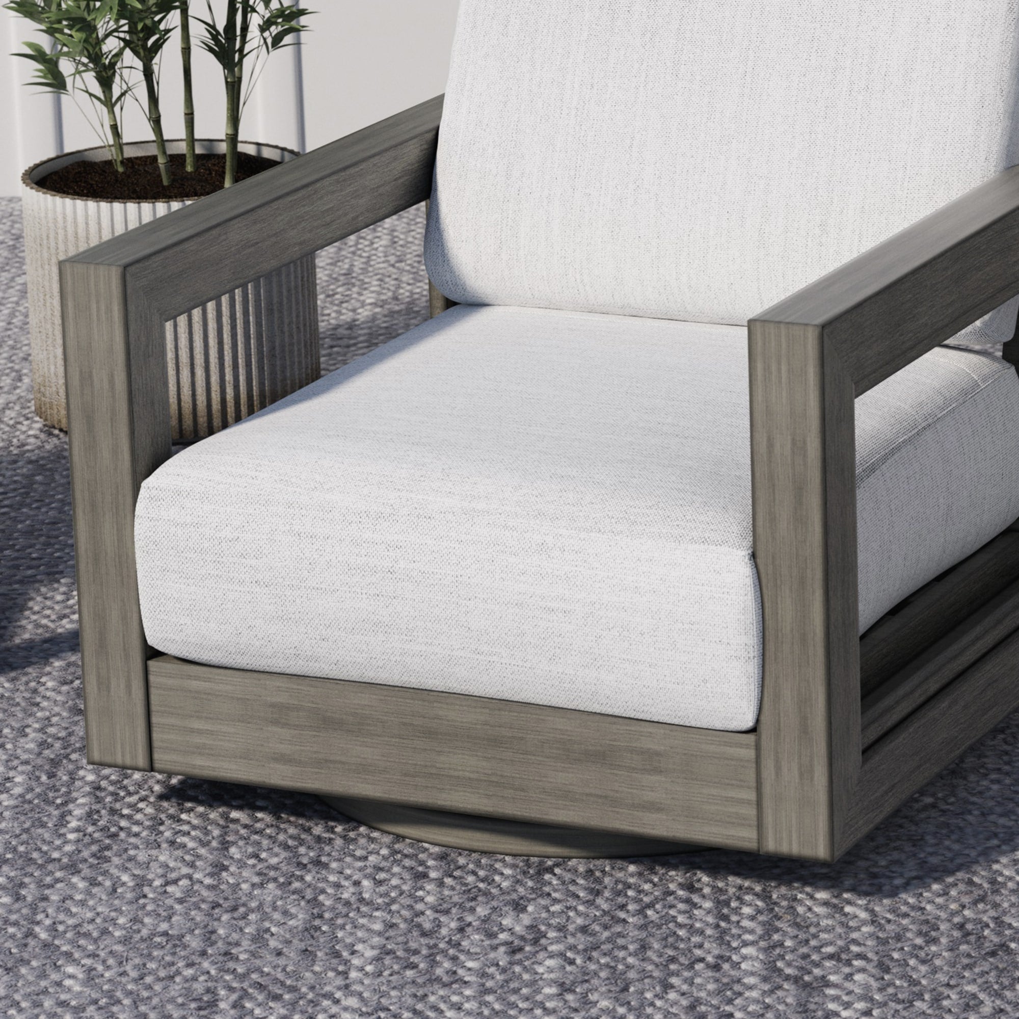 Ensemble de salon de jardin en aluminium pour 5 personnes avec chaises pivotantes, cadre et coussins peints à la main